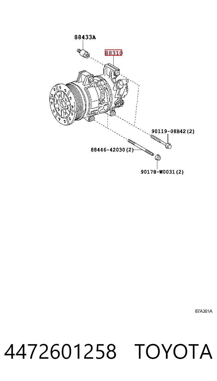 4472601258 Toyota Compressor de aparelho de ar condicionado