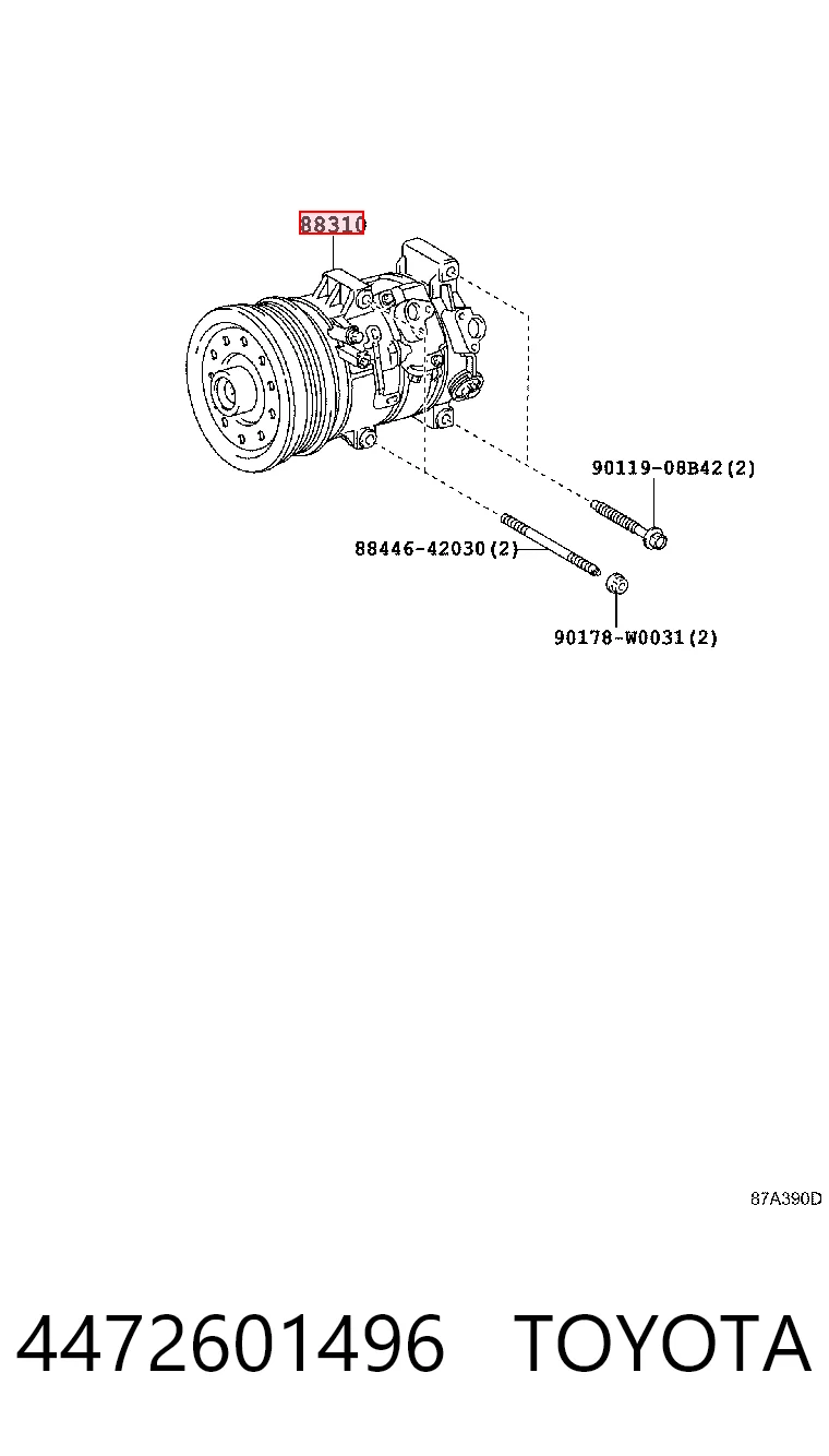 4472601496 Toyota Compressor de aparelho de ar condicionado
