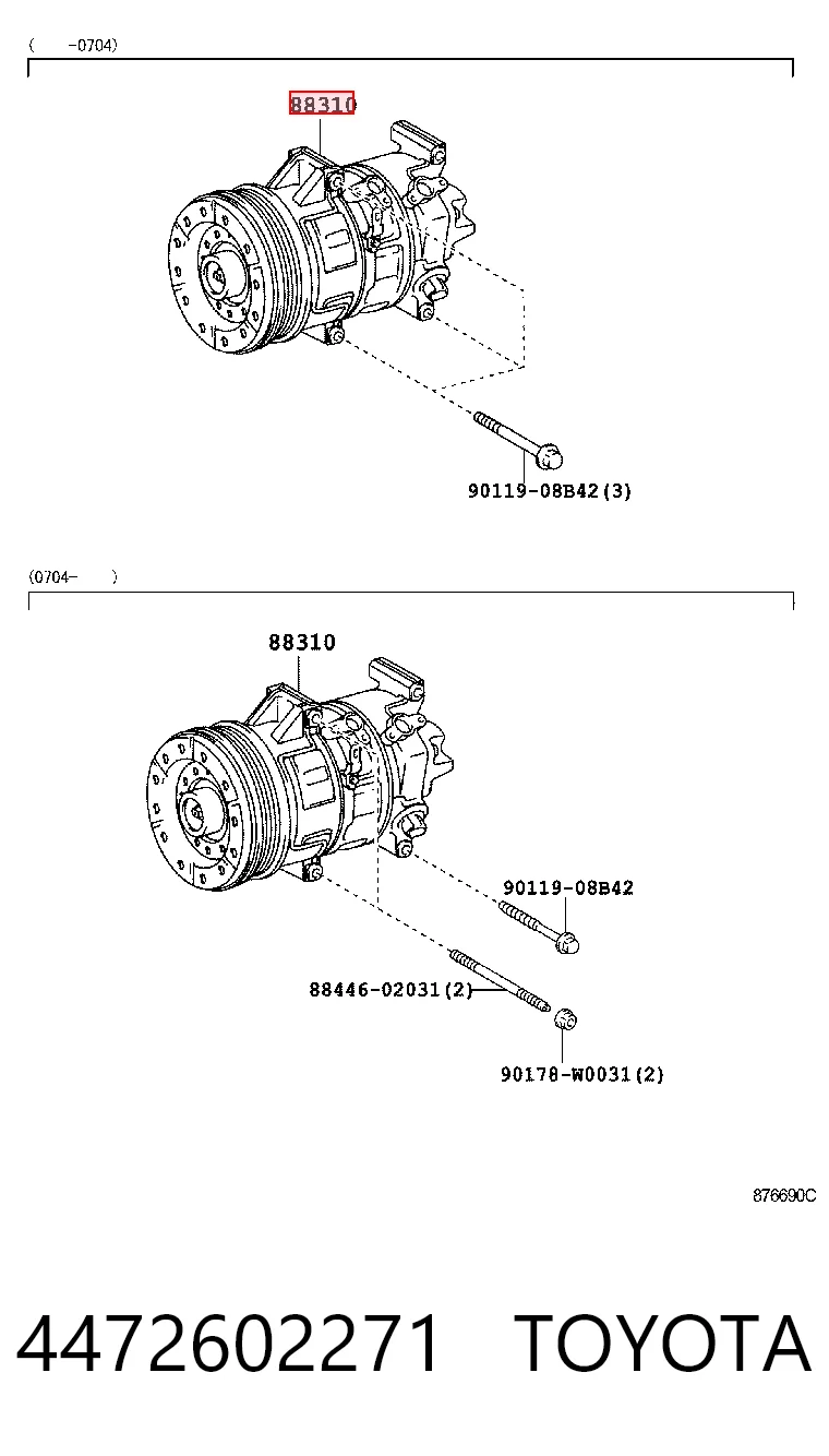4472602271 Toyota Compressor de aparelho de ar condicionado