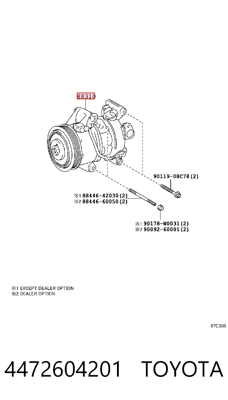 4472604201 Toyota Compressor de aparelho de ar condicionado
