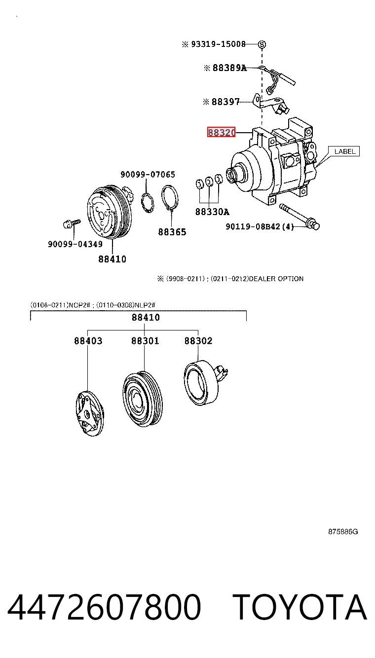  Compressor de aparelho de ar condicionado Toyota Yaris hatchback (P10) (1999 - 2005) 