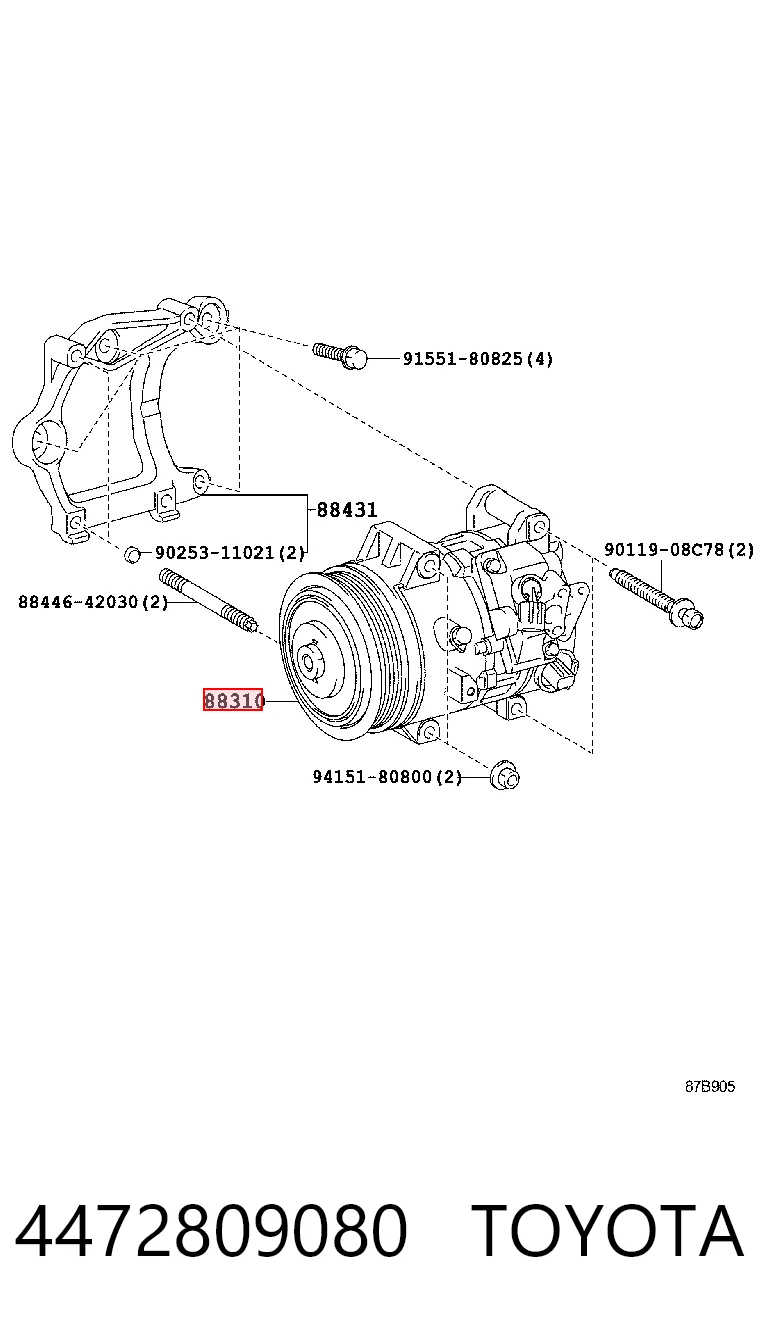4472809080 Toyota Compressor de aparelho de ar condicionado