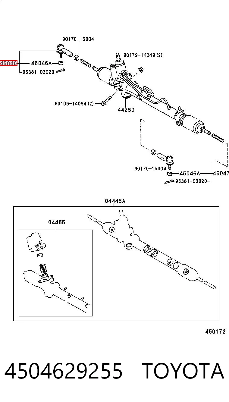 4504629255 Toyota Ponta externa da barra de direção
