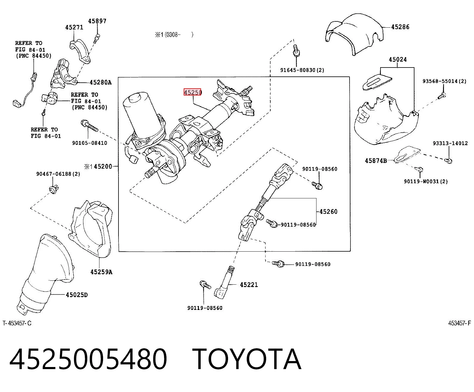 Coluna da direção para Toyota Avensis T25