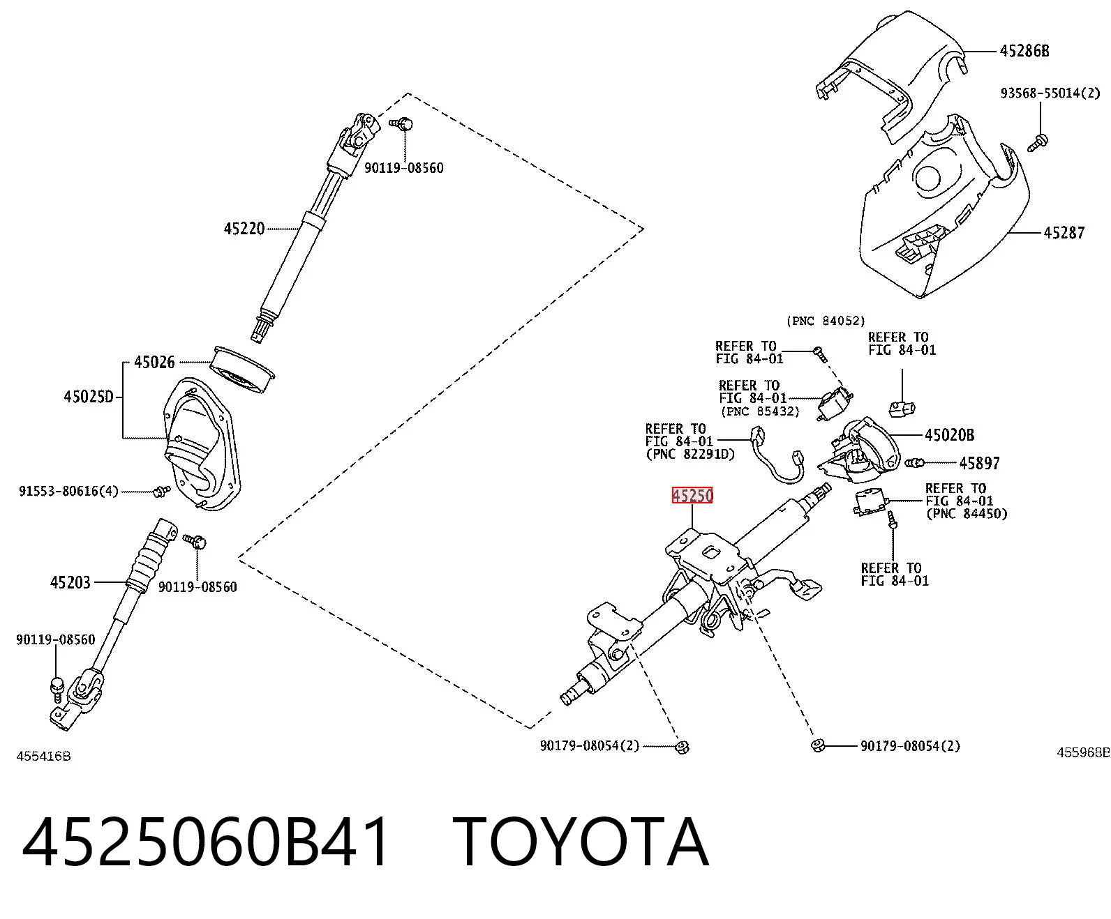 4525060B41 Toyota Coluna da direção