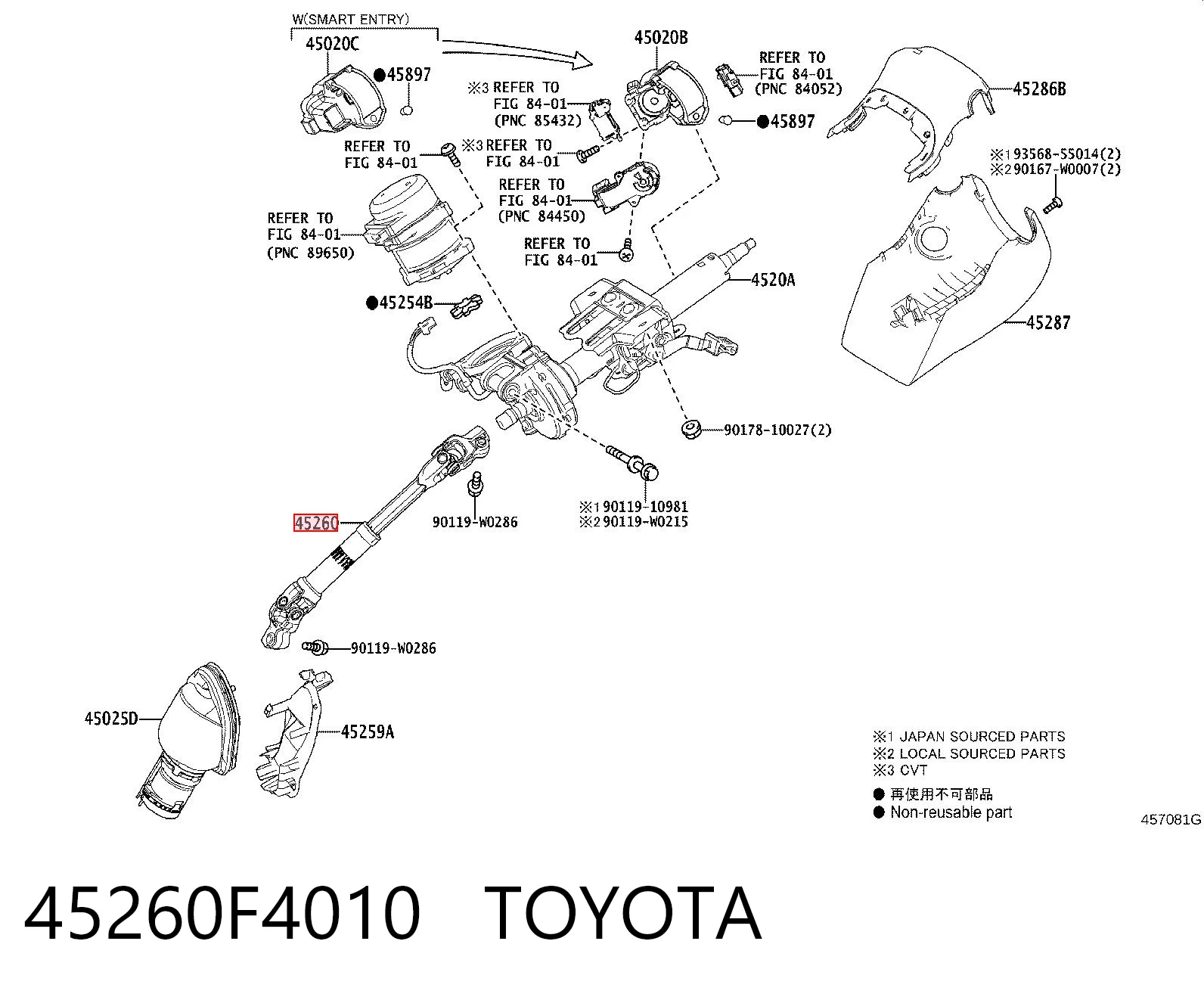 Coluna da direção Toyota C-HR  X10