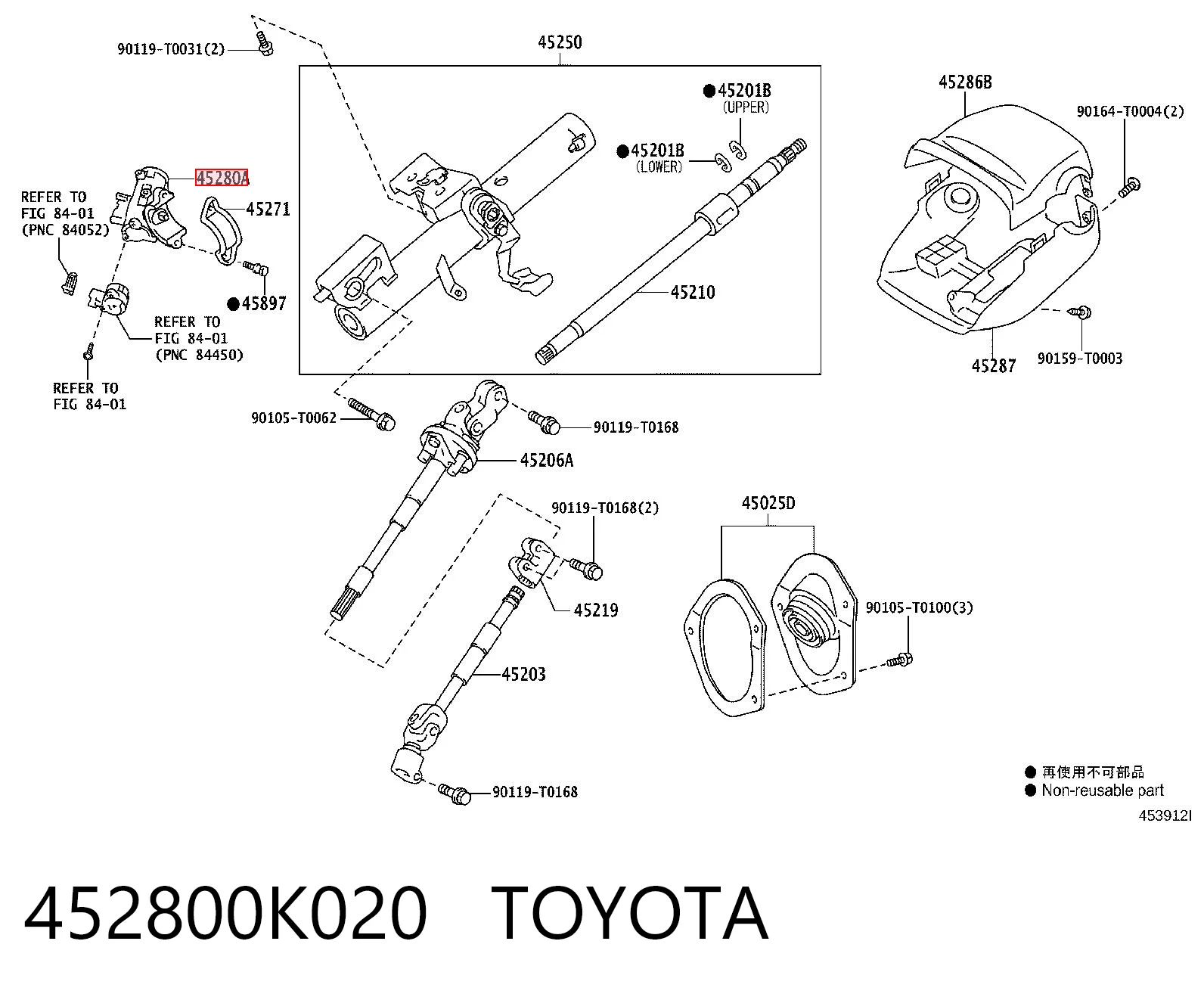 452800K020 Toyota Fecho de ignição