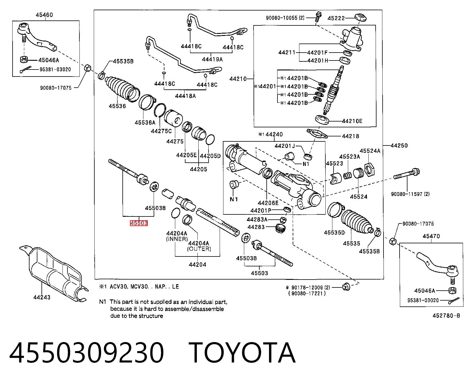 4550309230 Toyota Tração de direção