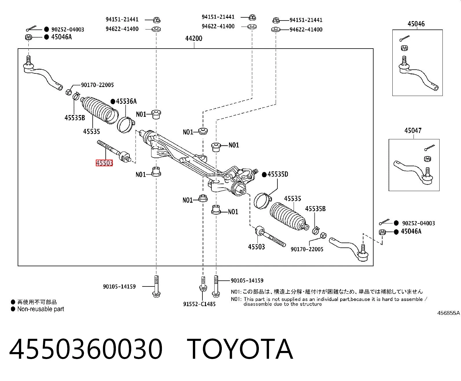 4550360030 Toyota Tração de direção