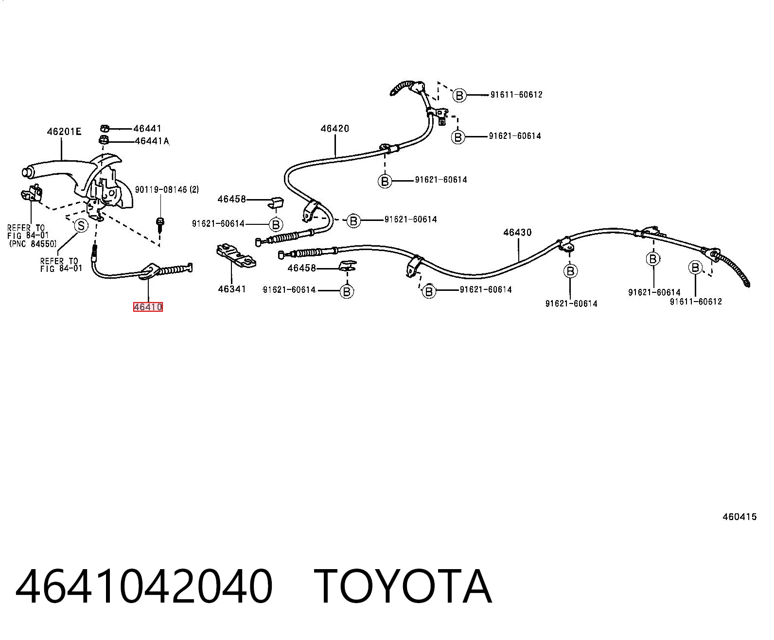 4641042040 Toyota Cabo do freio de estacionamento dianteiro