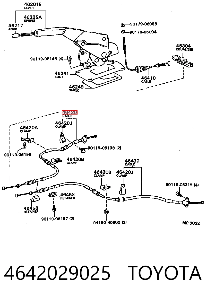 Cabo do freio de estacionamento traseiro direito para Toyota Celica T16