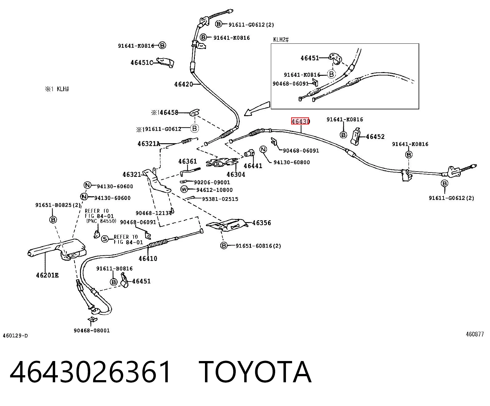 Cabo do freio de estacionamento traseiro esquerdo para Toyota Hiace H10