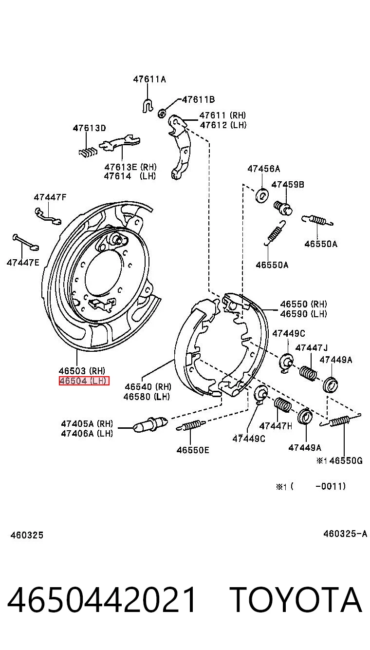 4650442021 Toyota Proteção esquerda do freio de disco traseiro