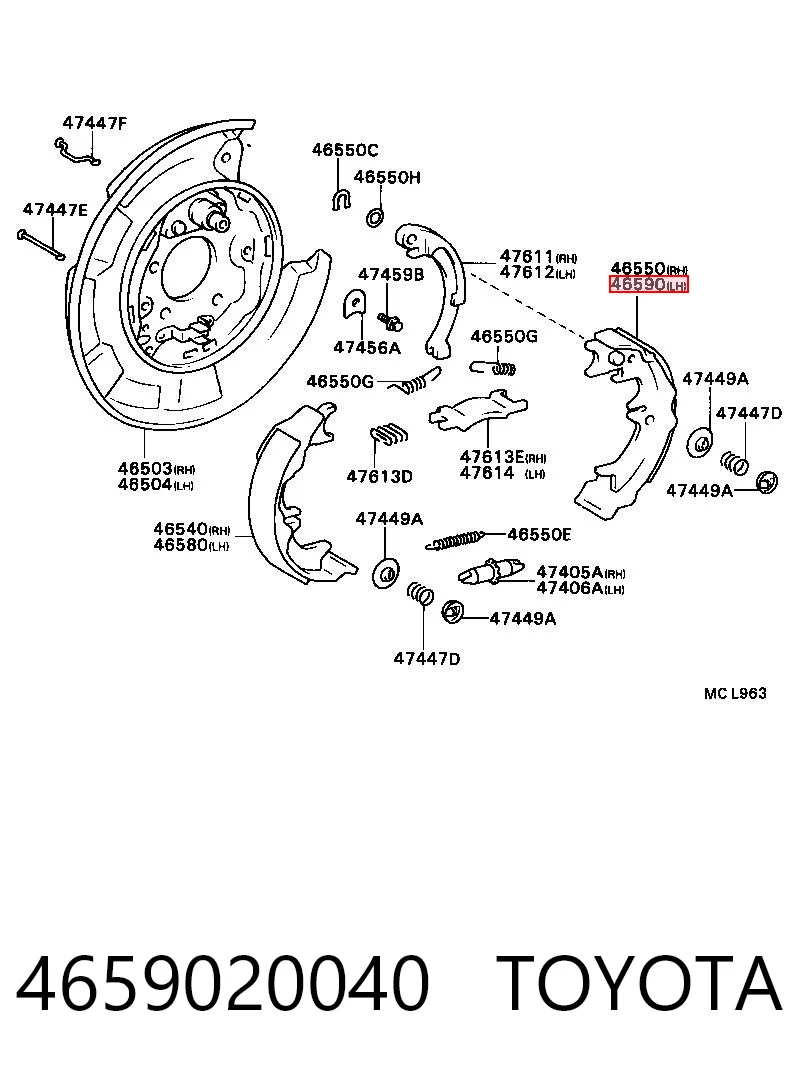 Sapatas do freio de estacionamento para Toyota Camry V2