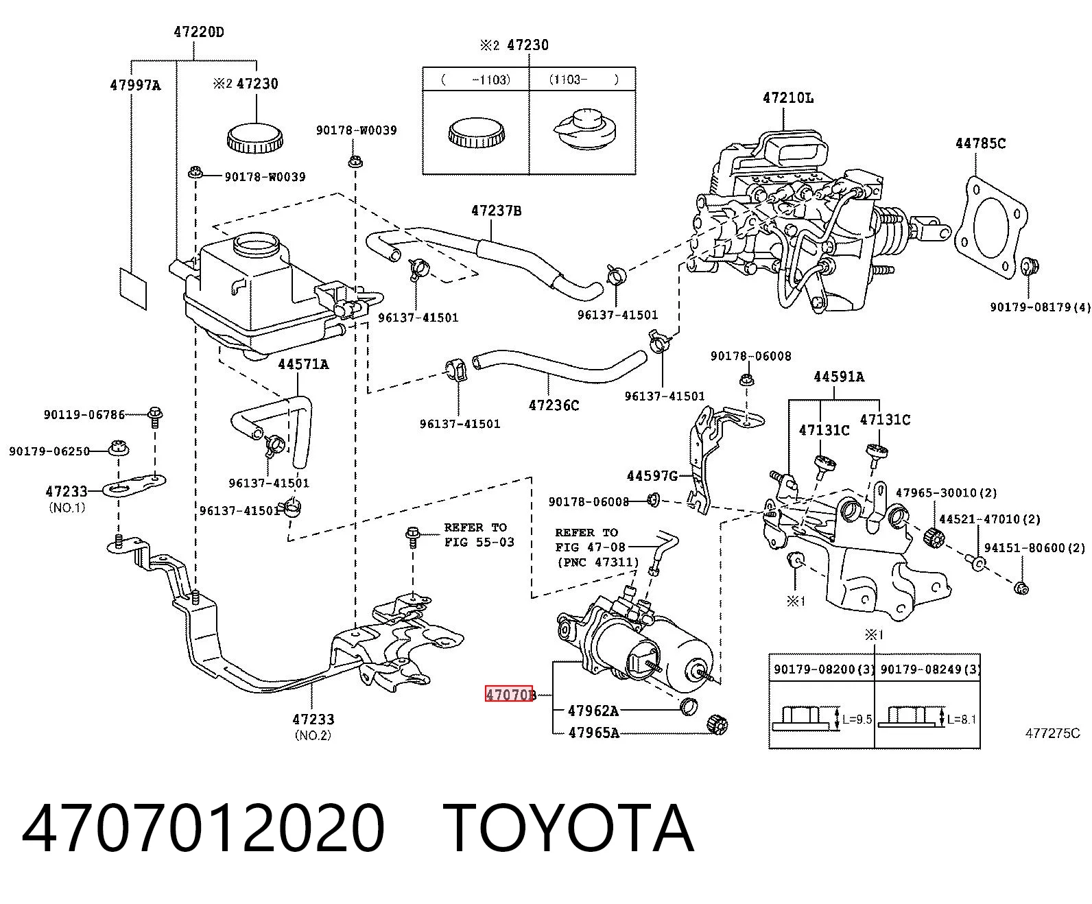 4707012020 Toyota Bomba de ABS de cilindro mestre do freio