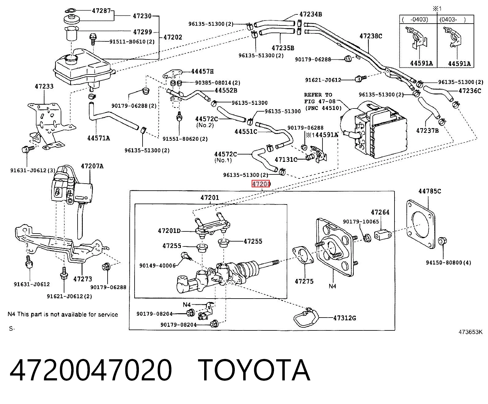 Cilindro mestre do freio Toyota Prius NHW20 ao melhor preço