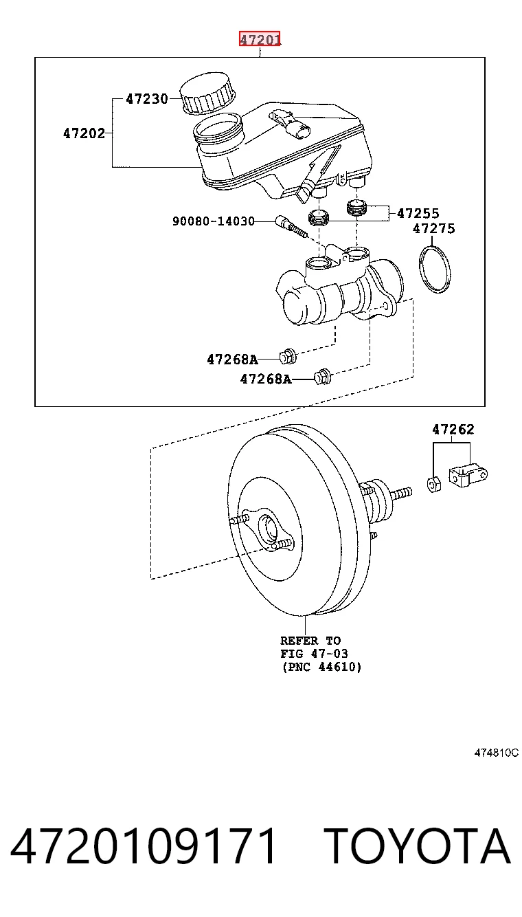  Cilindro mestre do freio Toyota Yaris hatchback (P13) (2011 - 2020) 