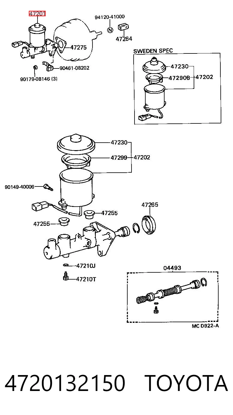 Cilindro mestre do freio para Toyota Camry II V2