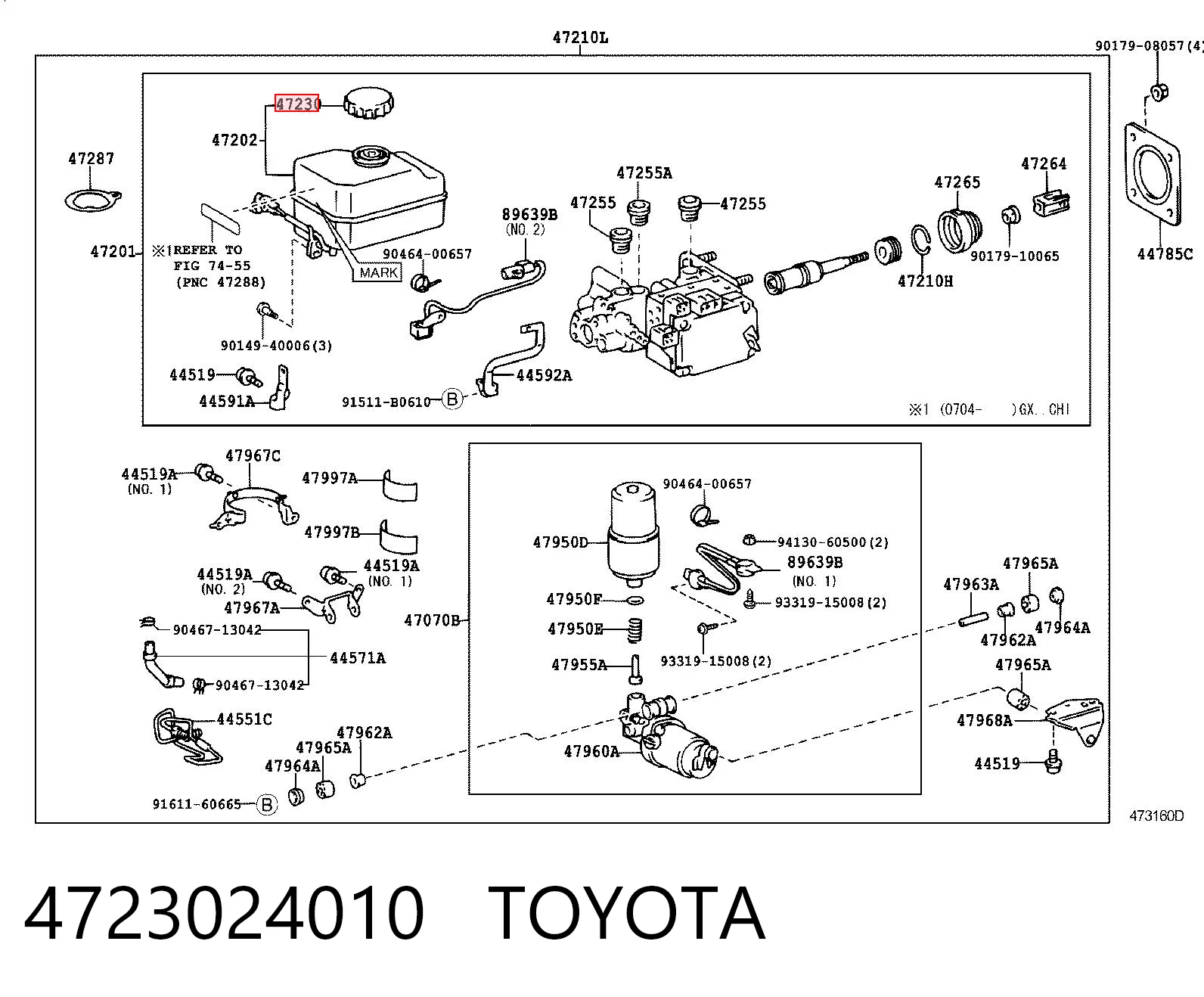 4723024010 Toyota Tampa de tanque de cilindro mestre do freio