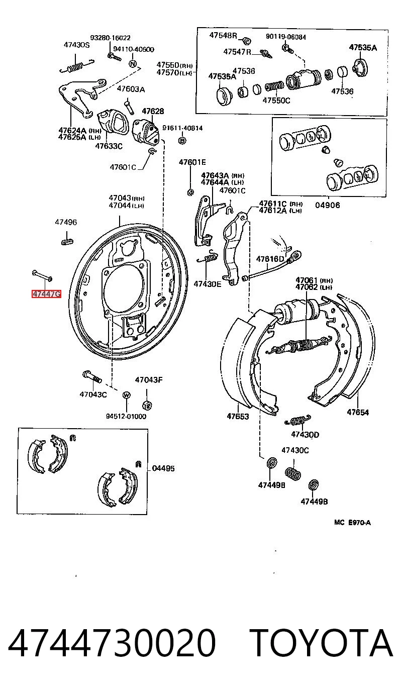 4744730020 Toyota Kit de reparação das sapatas do freio