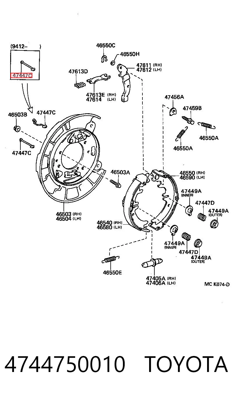 4744750010 Toyota Kit de reparação das sapatas do freio