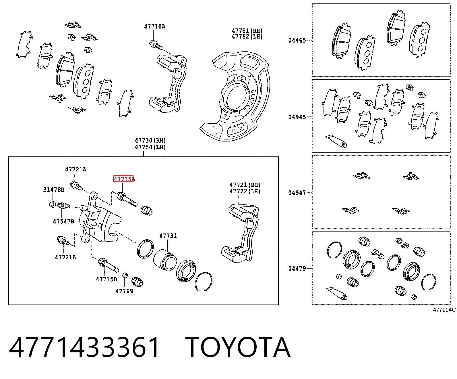 4771433361 Toyota Guia superior de suporte dianteiro