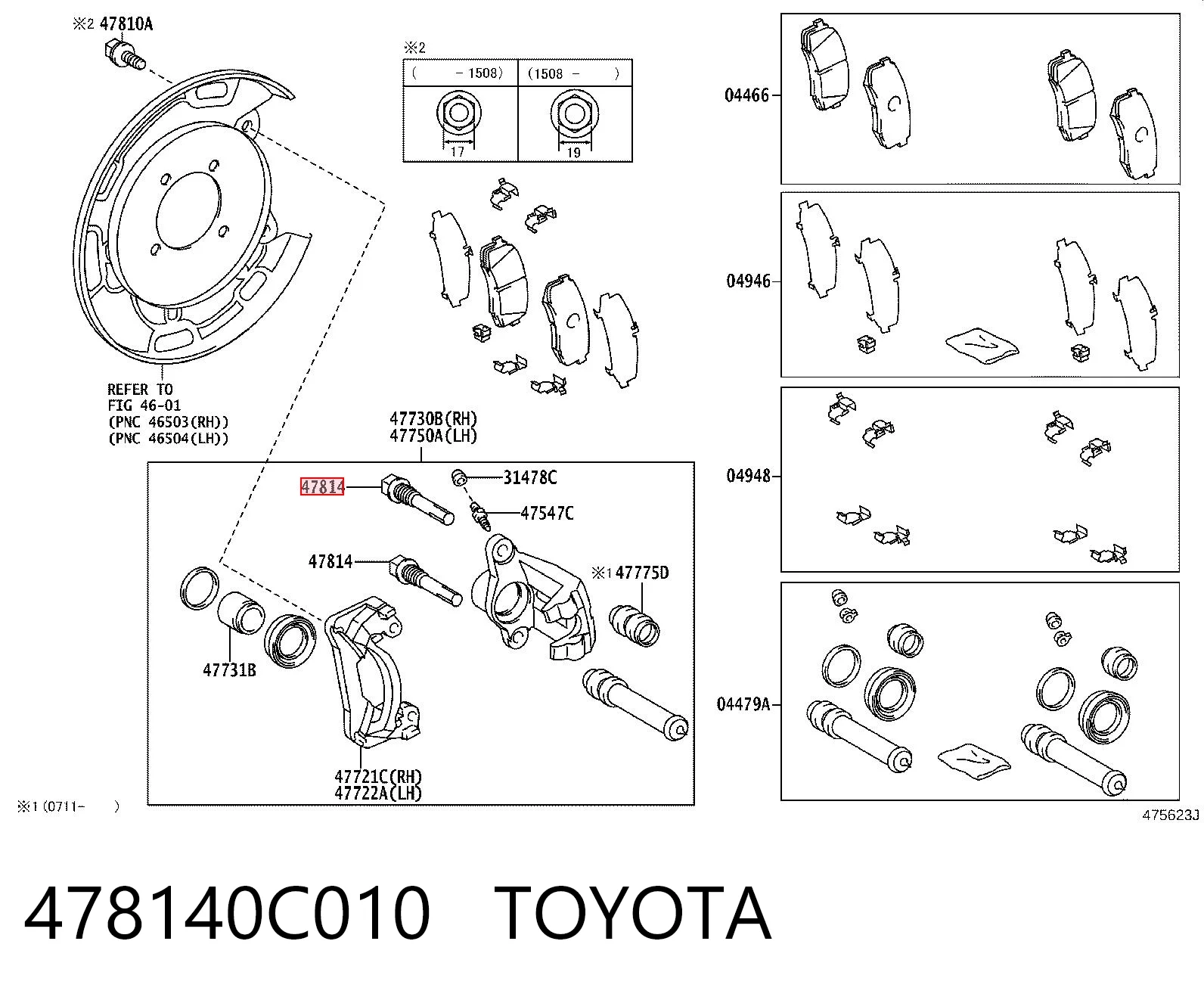 478140C010 Toyota Guia de suporte traseiro