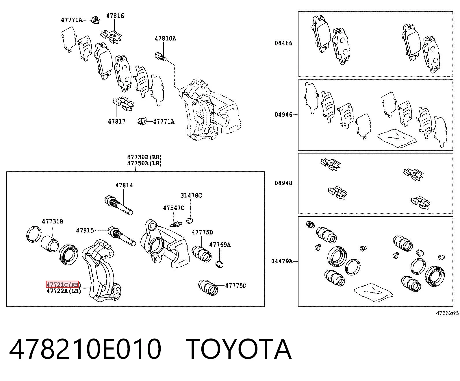 478210E010 Toyota Braçadeira do freio de suporte traseiro