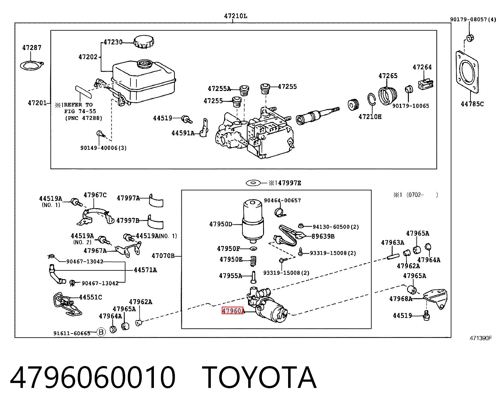 4796060010 Toyota Bomba de ABS de cilindro mestre do freio