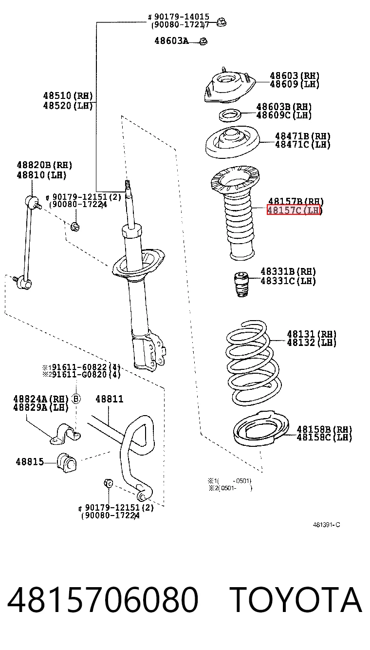 4815706080 Toyota Bota de proteção de amortecedor dianteiro
