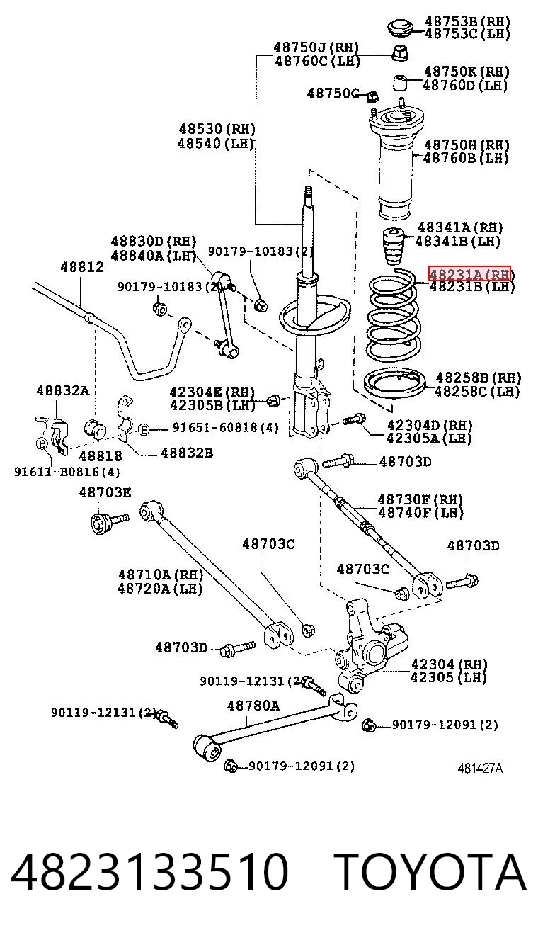 Mola traseira para Toyota Camry V V30
