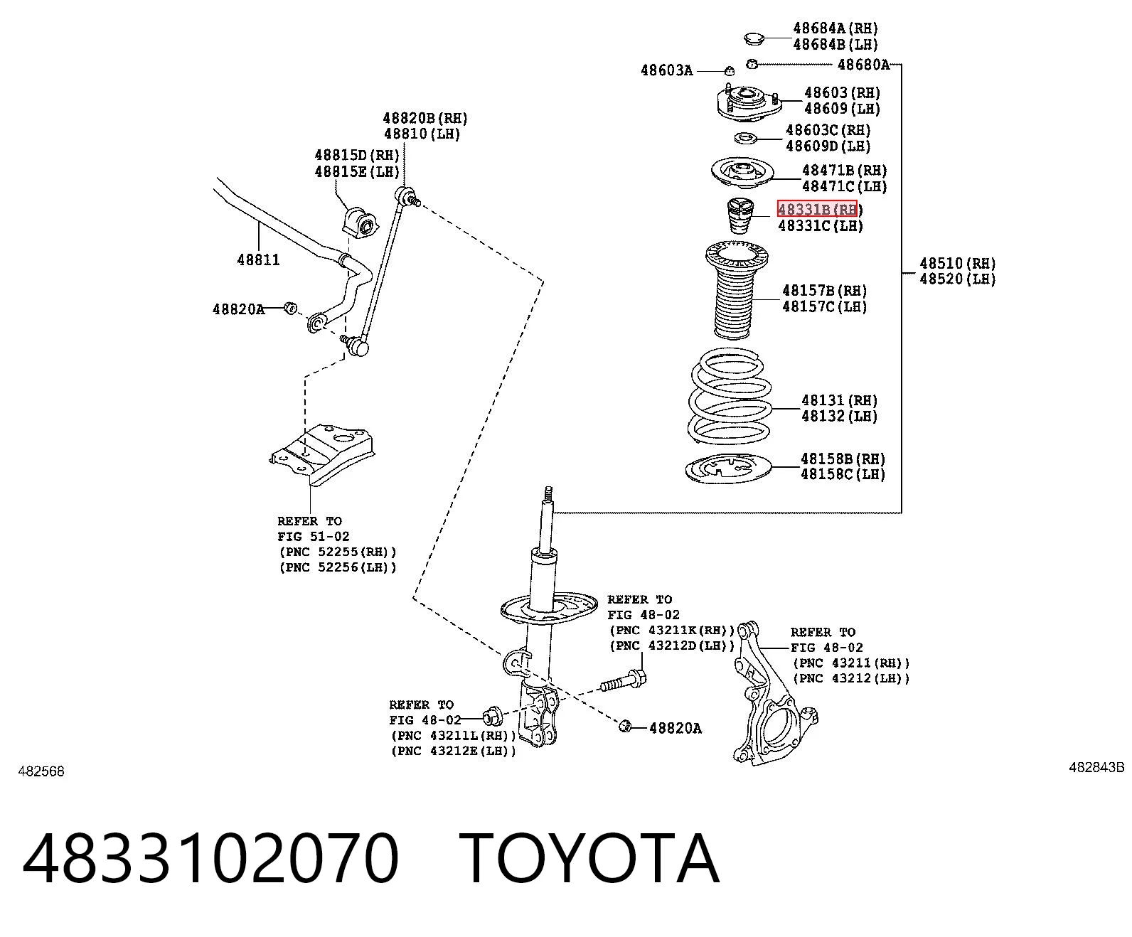 4833102070 Toyota Pára-choque (grade de proteção) de amortecedor dianteiro