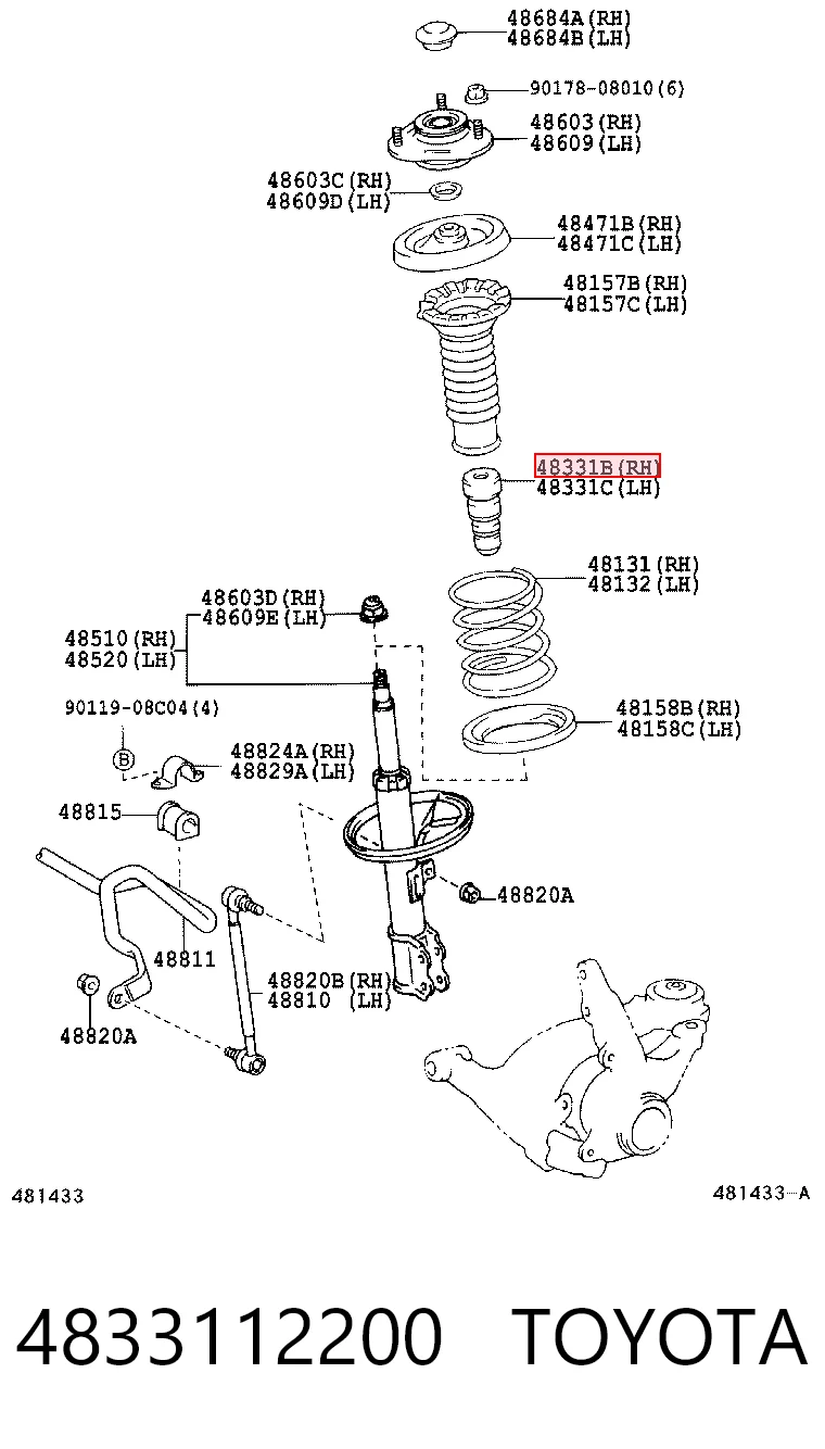 4833112200 Toyota Pára-choque (grade de proteção) de amortecedor dianteiro