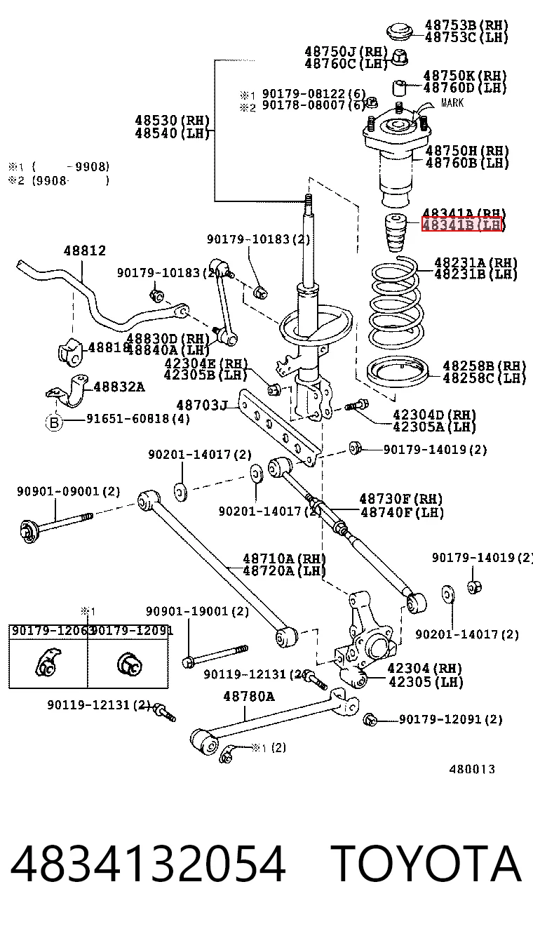 4834132054 Toyota Pára-choque (grade de proteção) de amortecedor traseiro