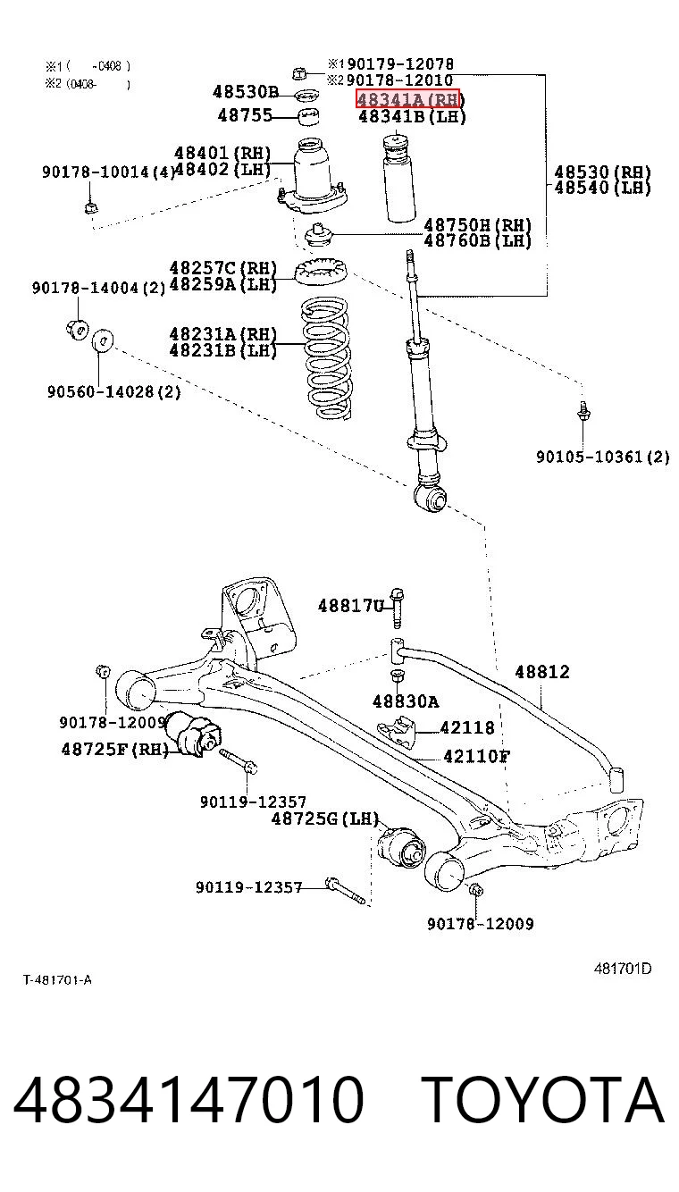 4834147010 Toyota Pára-choque (grade de proteção) de amortecedor traseiro + bota de proteção