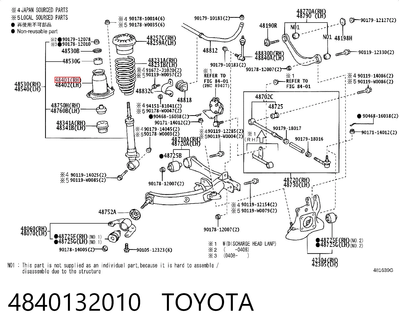 4840132010 Toyota Suporte de amortecedor traseiro