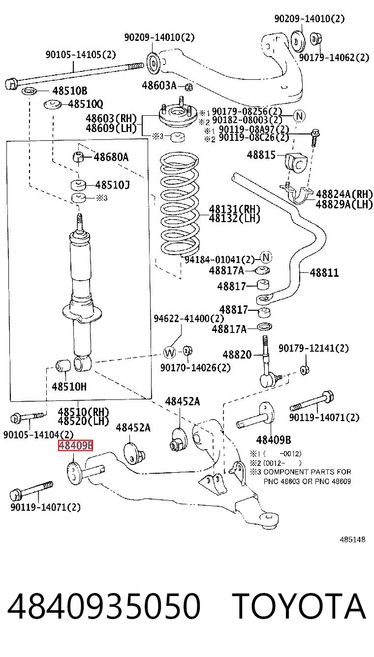 4840935050 Toyota Arruela excêntrico de inclinação de braço oscilante dianteiro