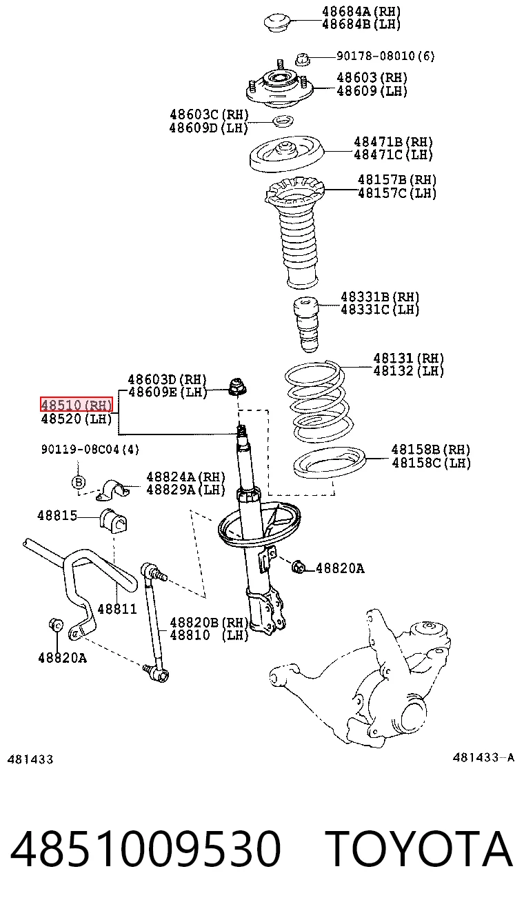 4851009530 Toyota Amortecedor dianteiro direito