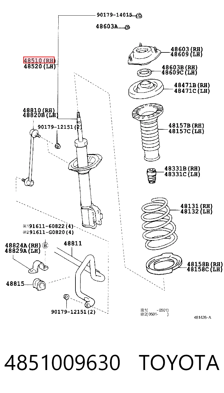 4851009630 Toyota Amortecedor dianteiro direito