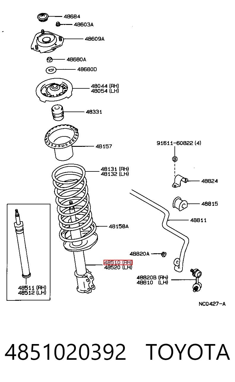 Amortecedor dianteiro para Toyota Corolla  E8