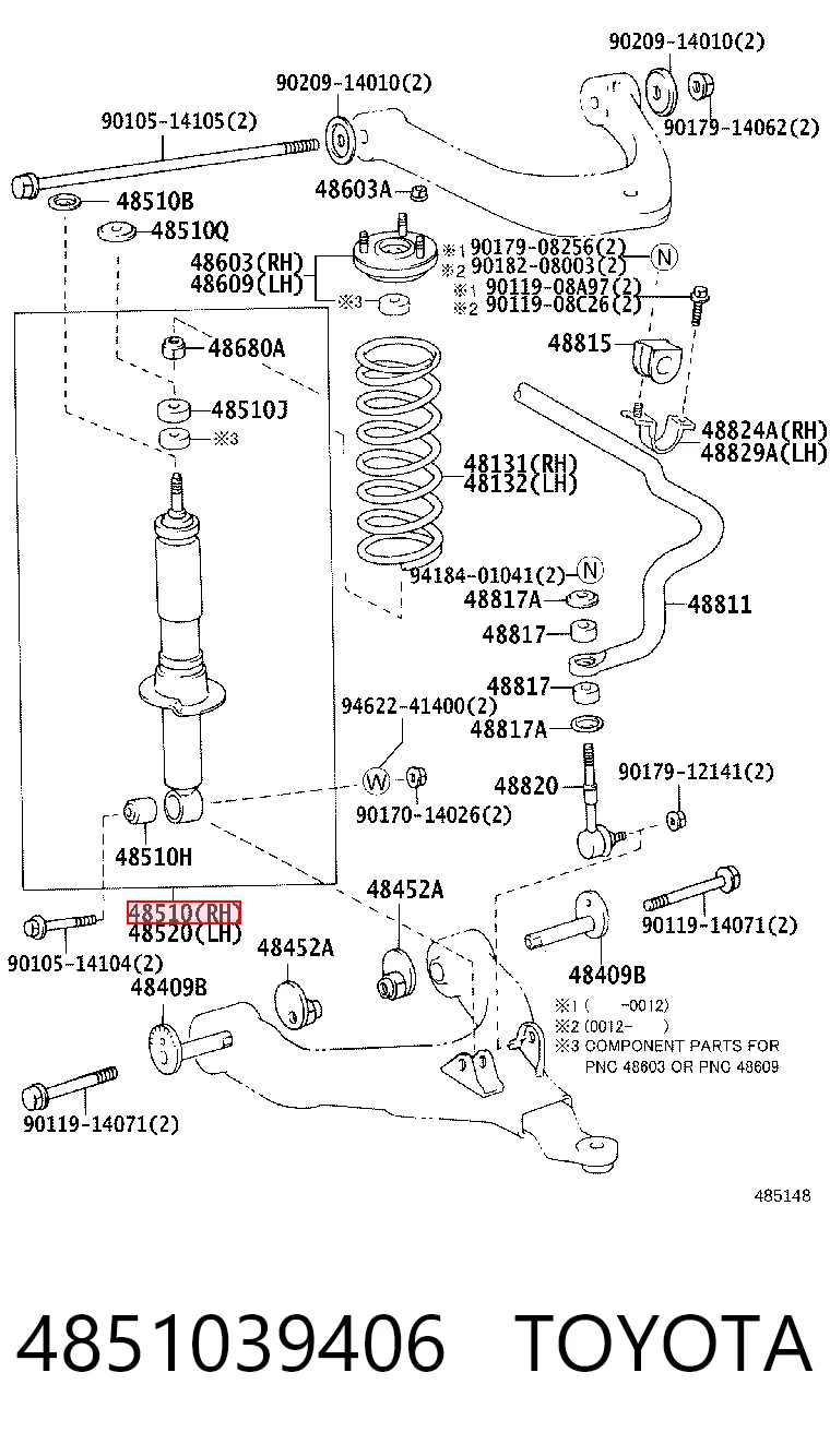 4851039406 Toyota Amortecedor dianteiro