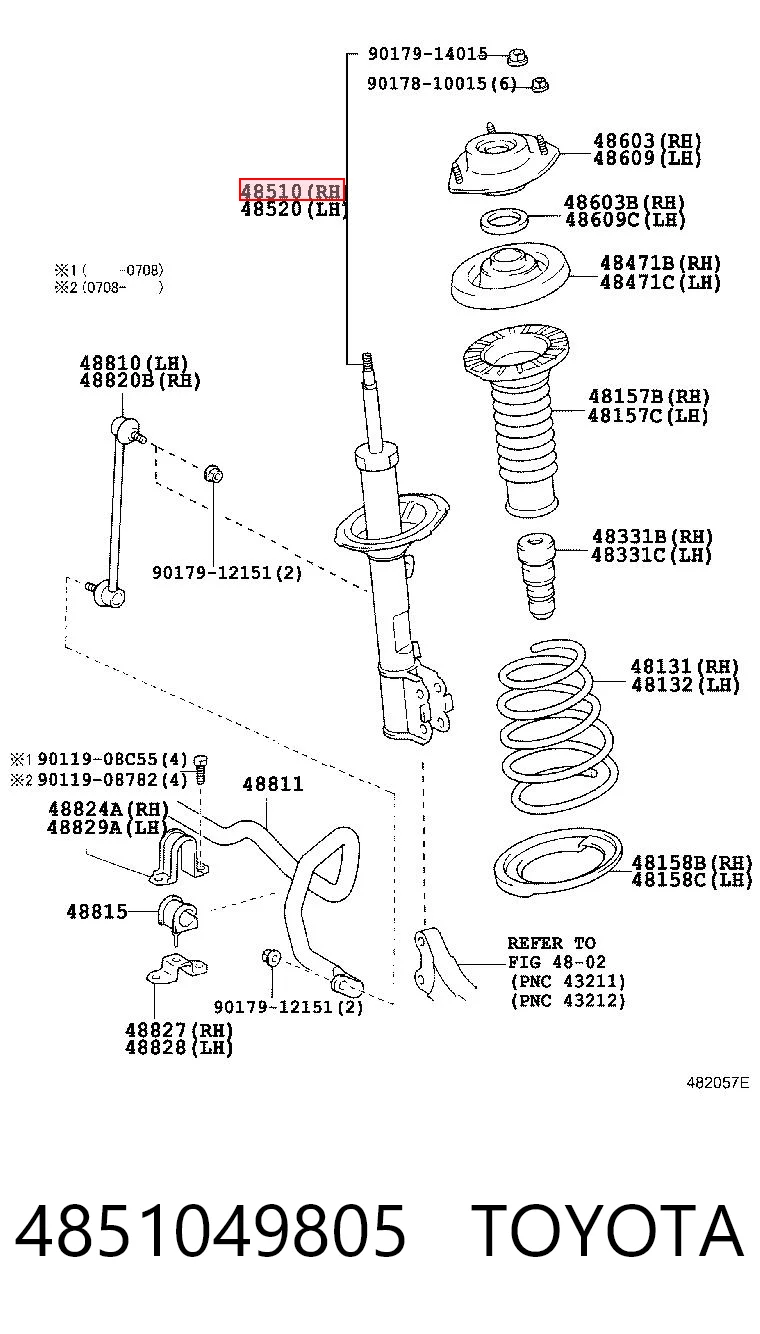 4851049805 Toyota Amortecedor dianteiro direito