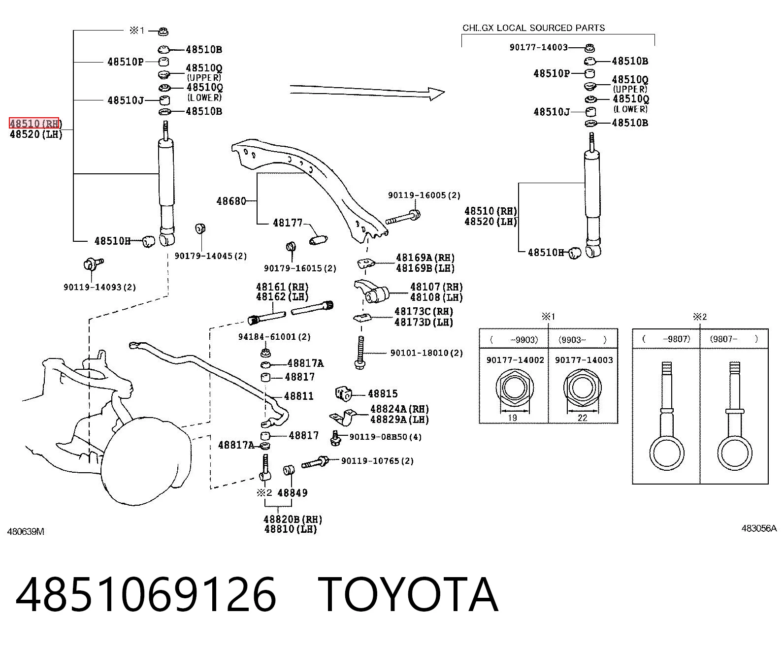 4851069126 Toyota Amortecedor dianteiro