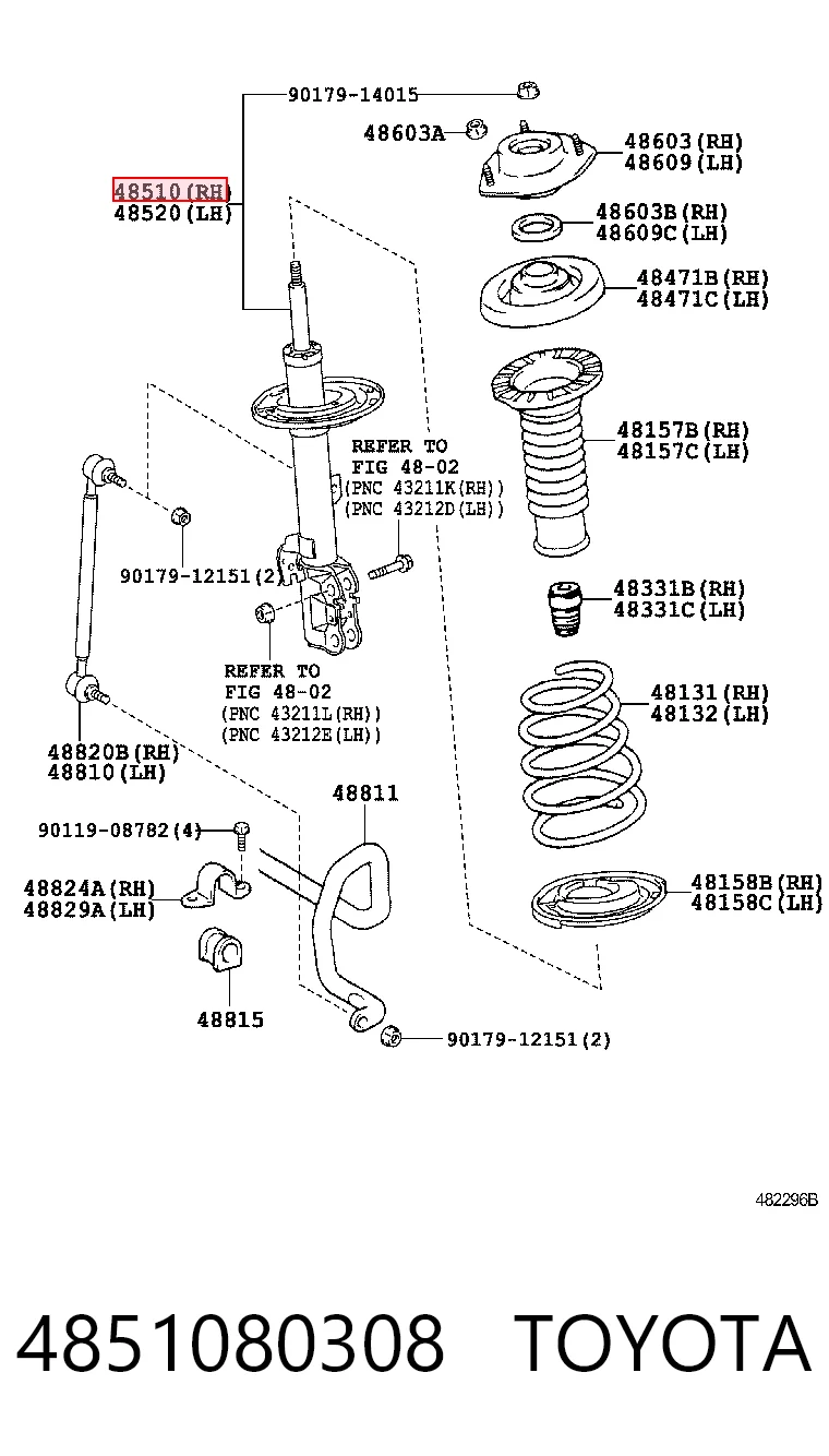 4851080308 Toyota Amortecedor dianteiro direito
