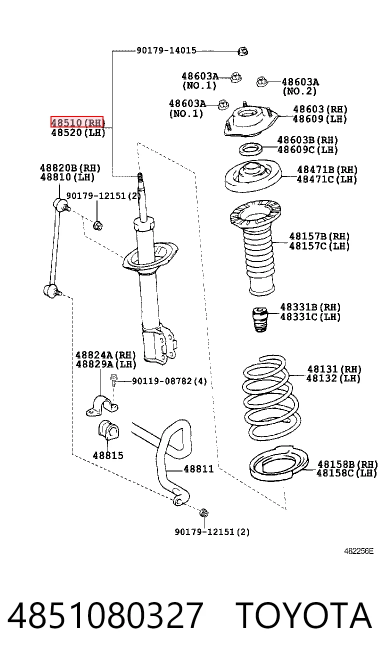 4851080327 Toyota Amortecedor dianteiro direito