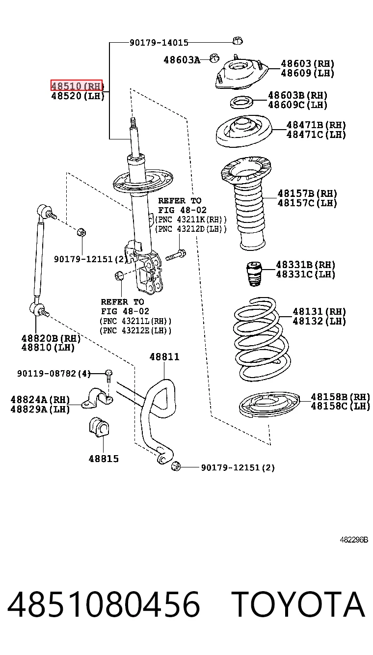 4851080456 Toyota Amortecedor dianteiro direito