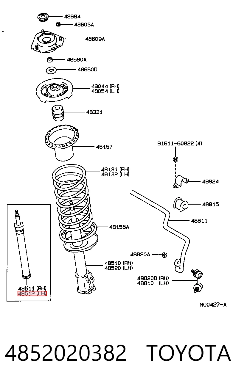 Amortecedor dianteiro para Toyota Corolla  E8