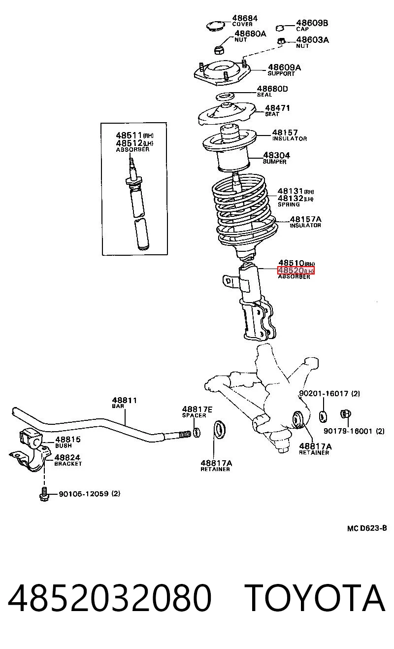 Amortecedor traseiro para Toyota Camry II V2