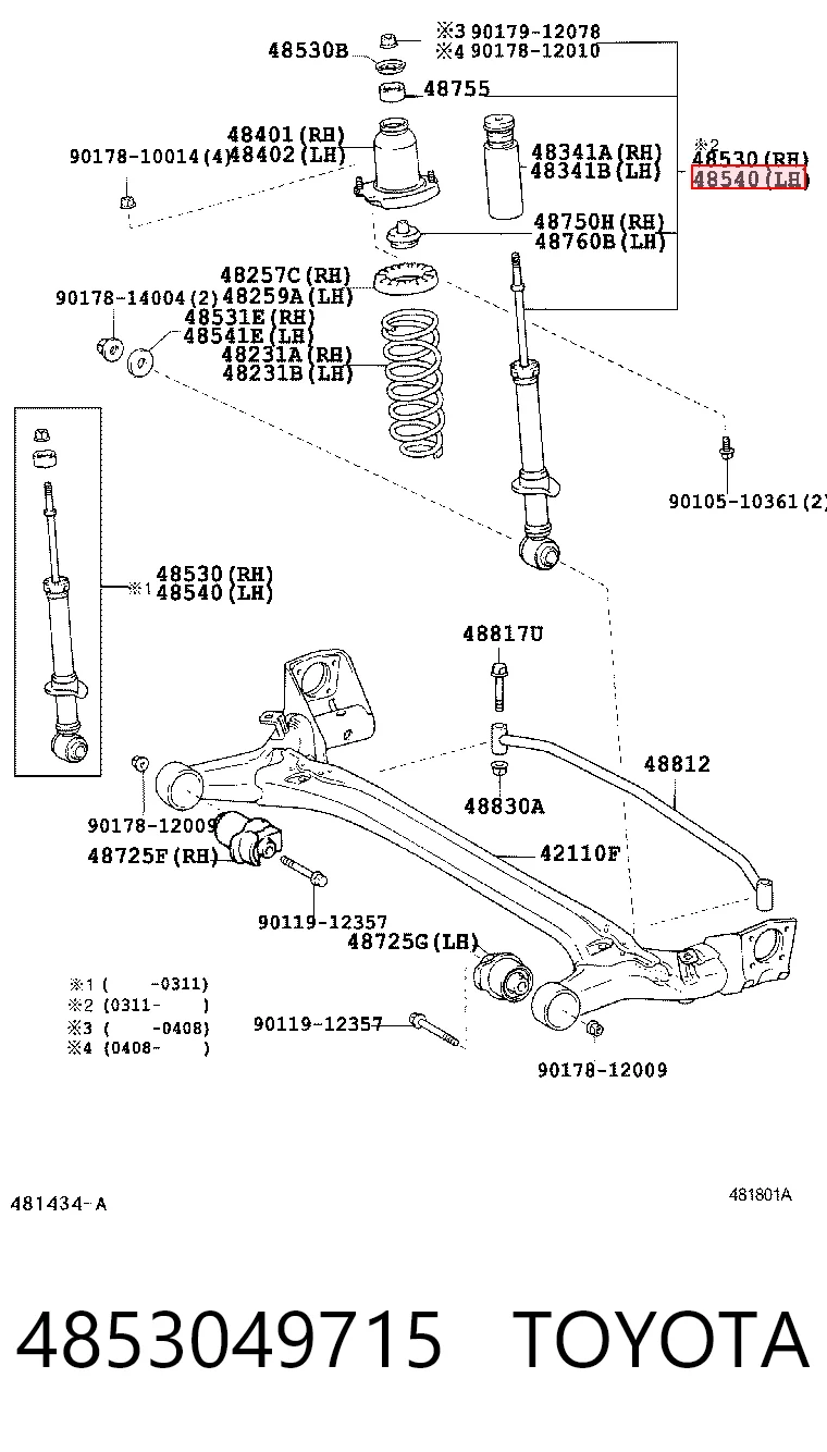 4853049715 Toyota Amortecedor traseiro direito