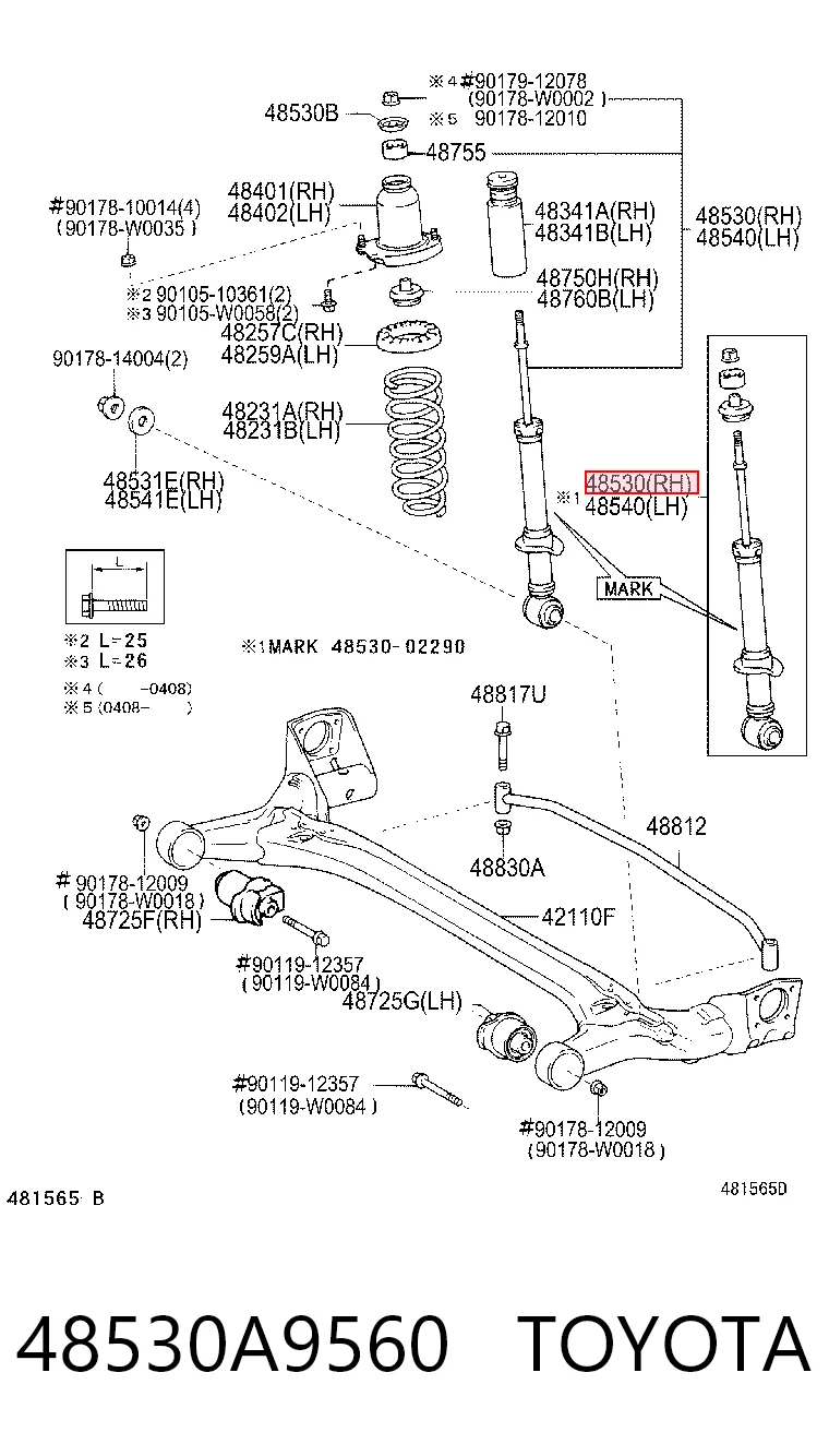 48530A9560 Toyota Amortecedor traseiro direito